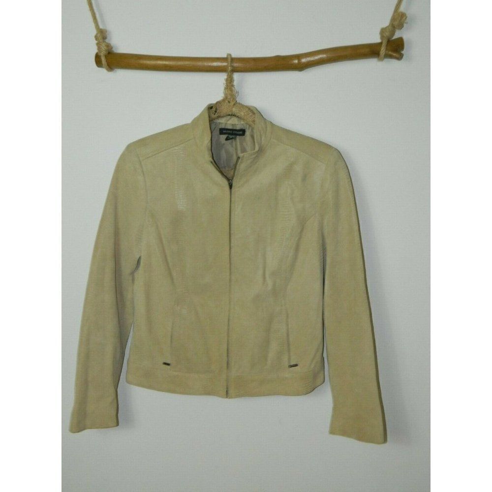 Beige Leather Suede Jacket Western Women Size‎ Medium Valerie Stevens